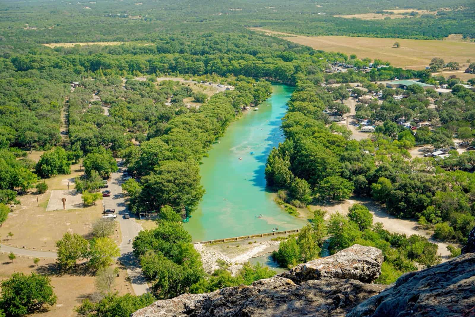 A clear spring-fed river running through the Texas Hill Country