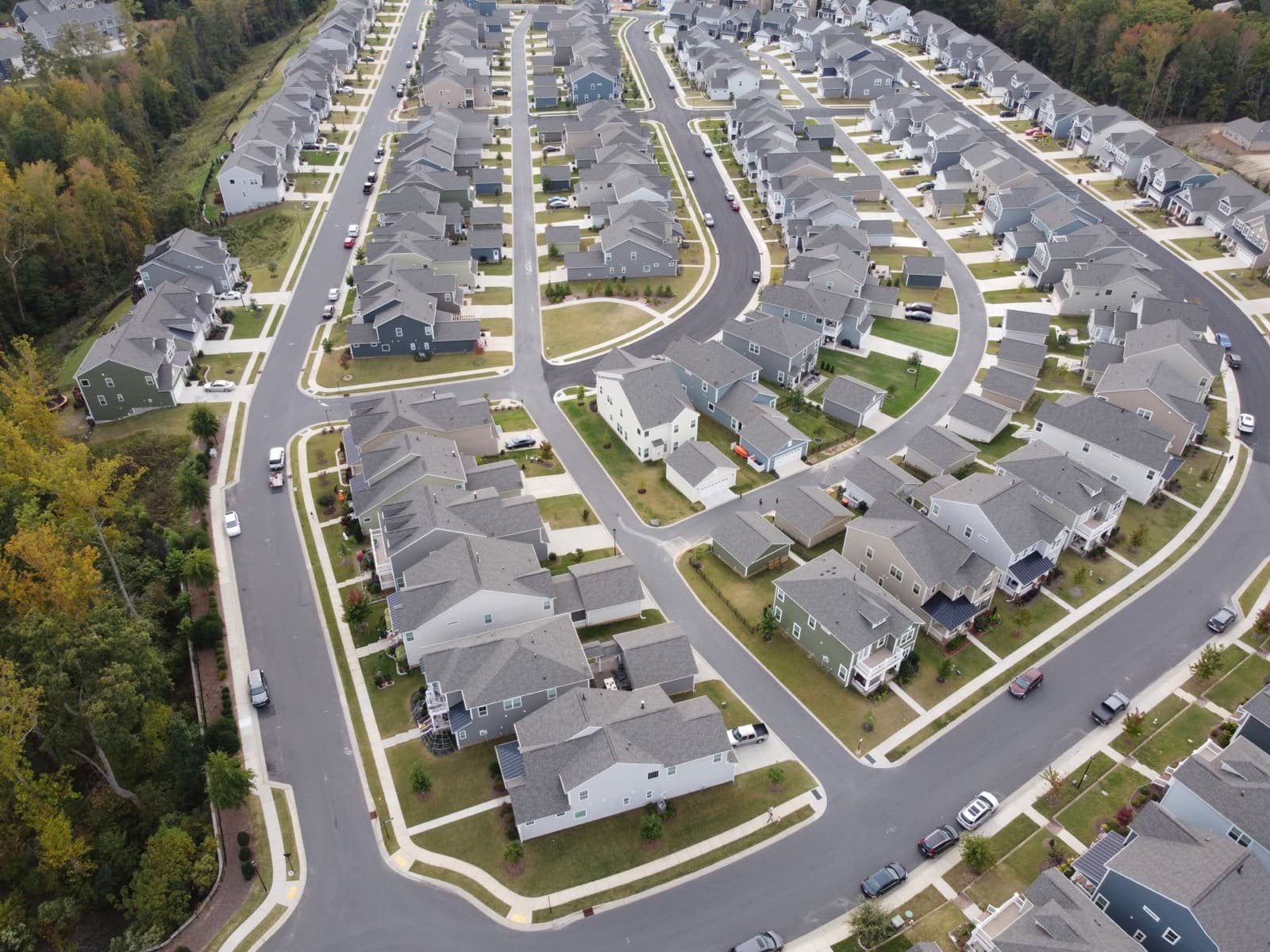 Aerial view of a newly built residential subdivision