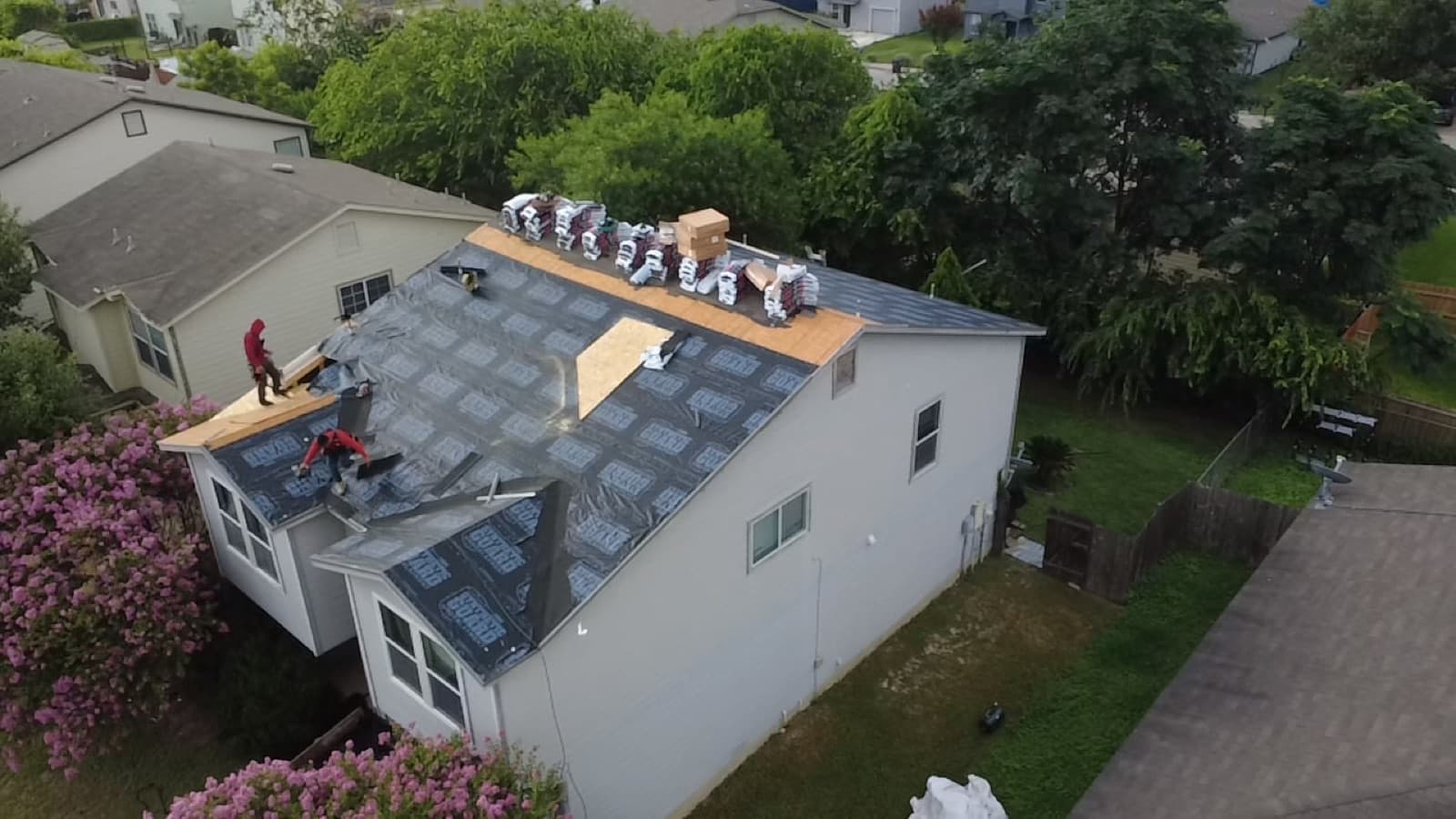 Perfect Balance crew installing a new roof on a San Antonio home